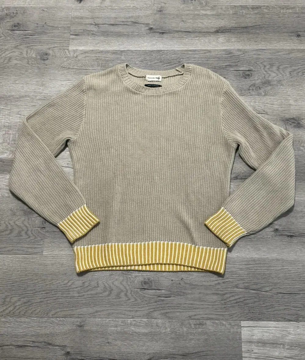 Universal Works England Men’s M Crewneck Sweater Pullover Jumper Tan Yellow